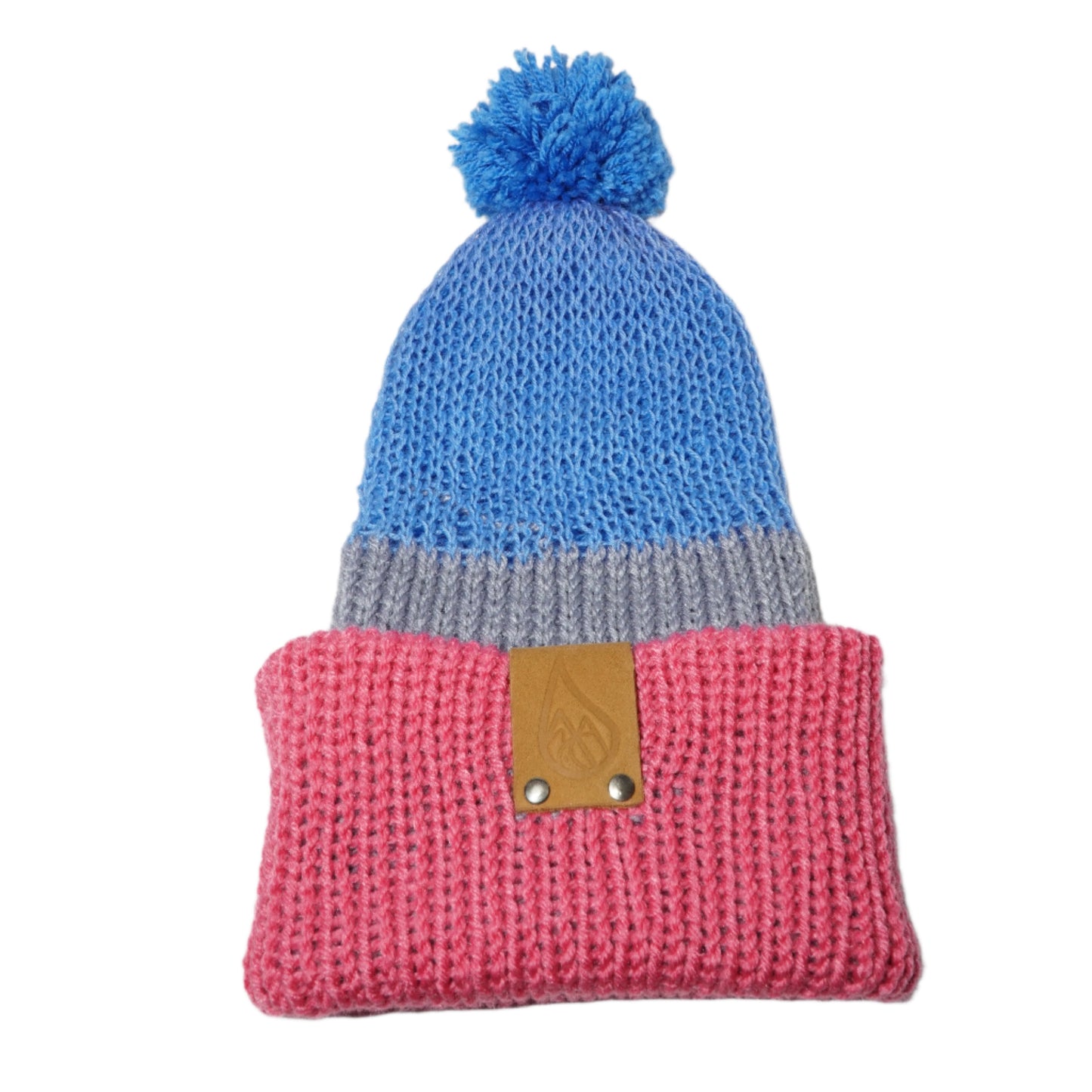 Periwinkle and Pink Net Hat with Puff