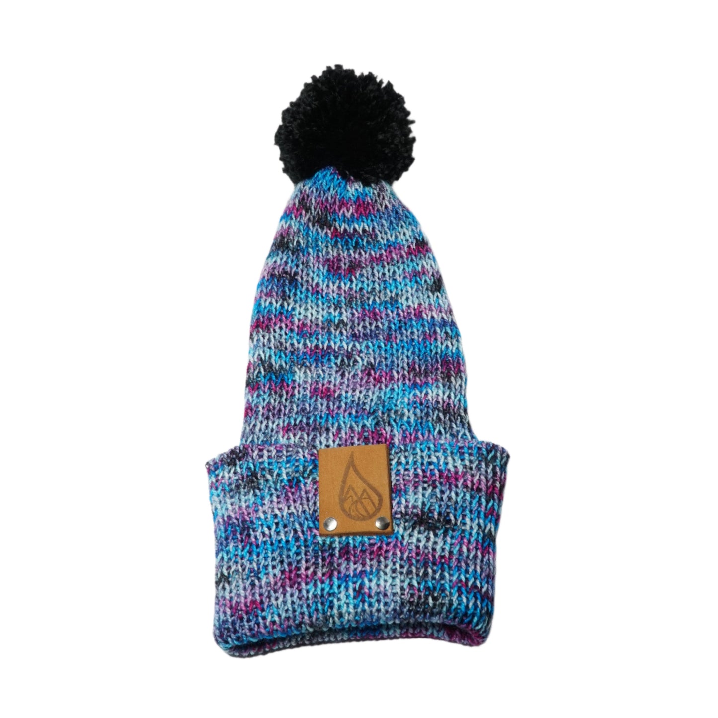 The Darkest Crystal Slim-Knit Hat with Black Puff