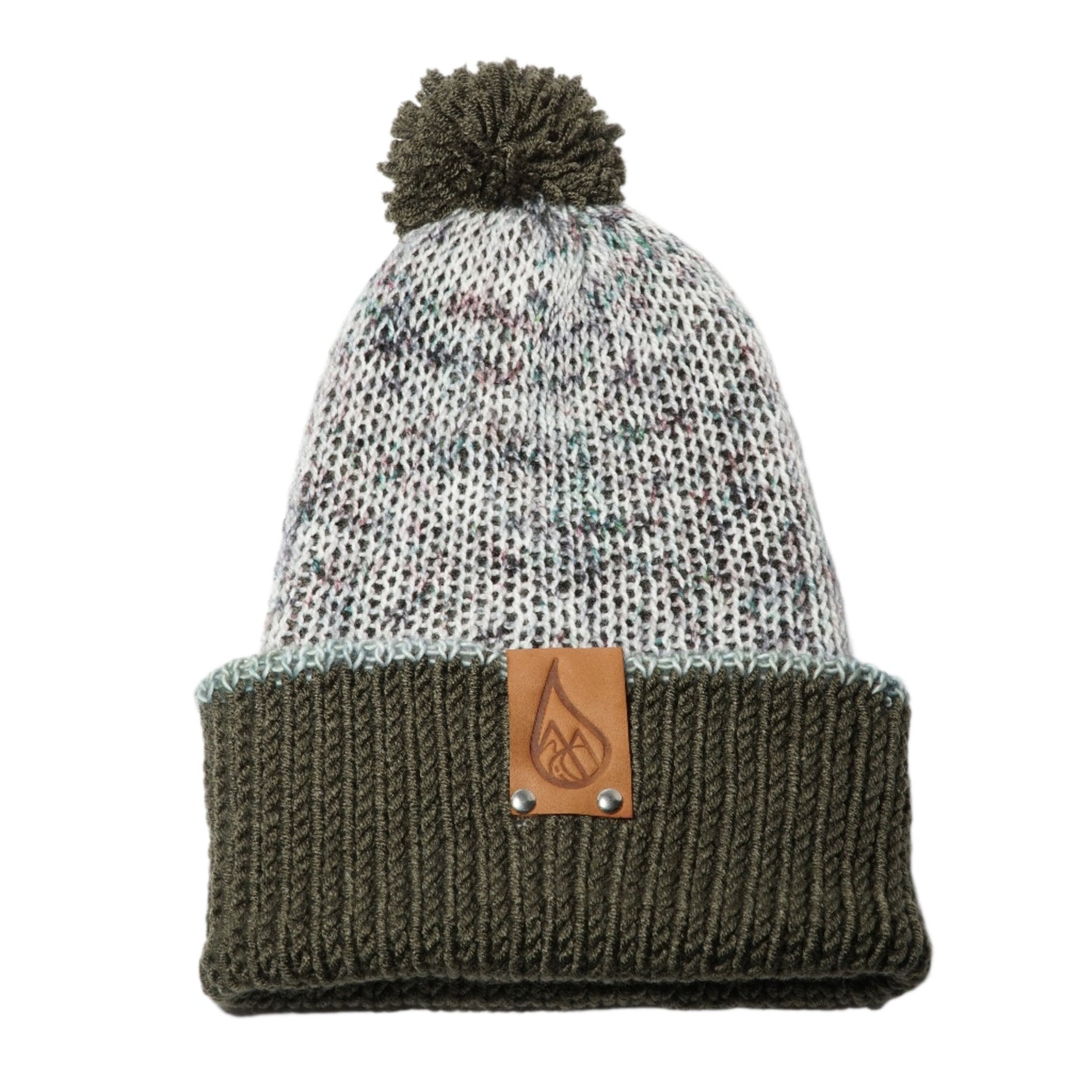 Grey, Green and Mint Net Hat with Puff